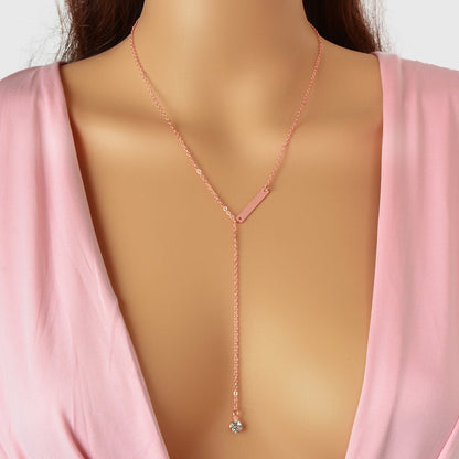 Feelontop Jewellery Silver Chain Rhinestone Fringe Y Necklace Women Accessories - UrbanNest Co
