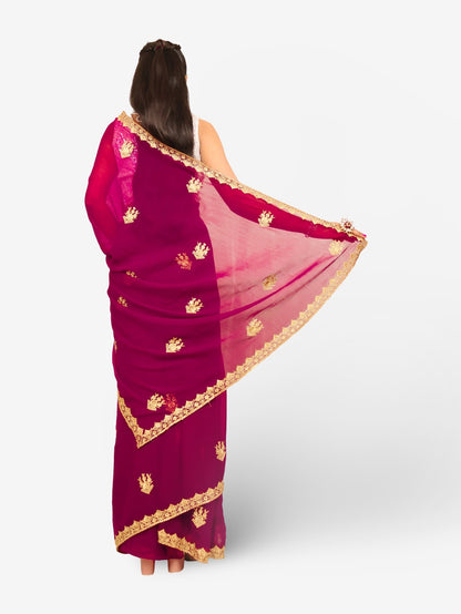 Designer Saree with Kundan & Zari Thread Work by Shreekama - UrbanNest Co