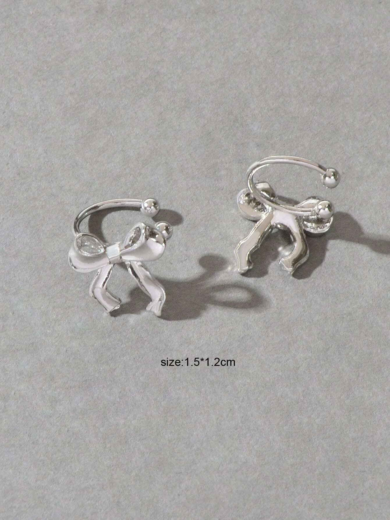 Cartilage Jewelry Clip on Design Silver Bowknot Ear Cuff Women Girls Earrings - UrbanNest Co