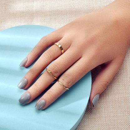 Stackable 3 pcs Gold Metal Minimalist Finger Ring set Multiple Rings Bulk Pack - UrbanNest Co