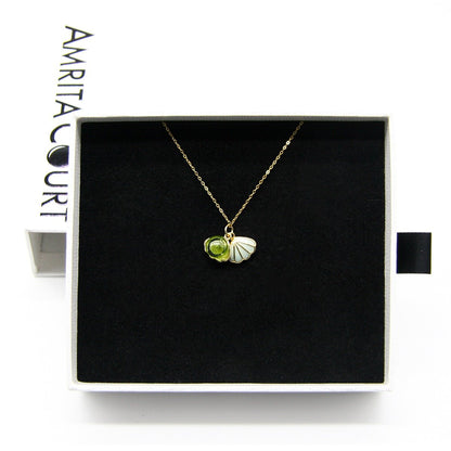 Green Shell Murano Aroma Necklace - Electric Lime | Energy & Healing | Diffuse on the go | 925 Silver - UrbanNest Co