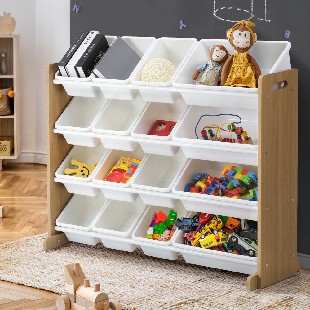 NNEED 16 Bins 4 - Tier Kids Toy Organiser Storage Rack - UrbanNest Co