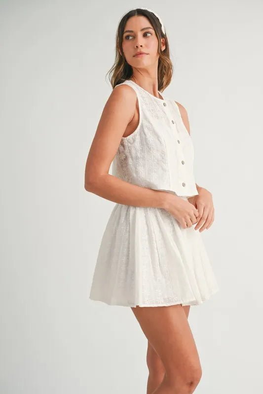 MABLE Eyelet Lace Top and Mini Skirt Set - UrbanNest Co