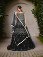 Net Fabric Gown with Mirror & Pearls by Shreekama - UrbanNest Co