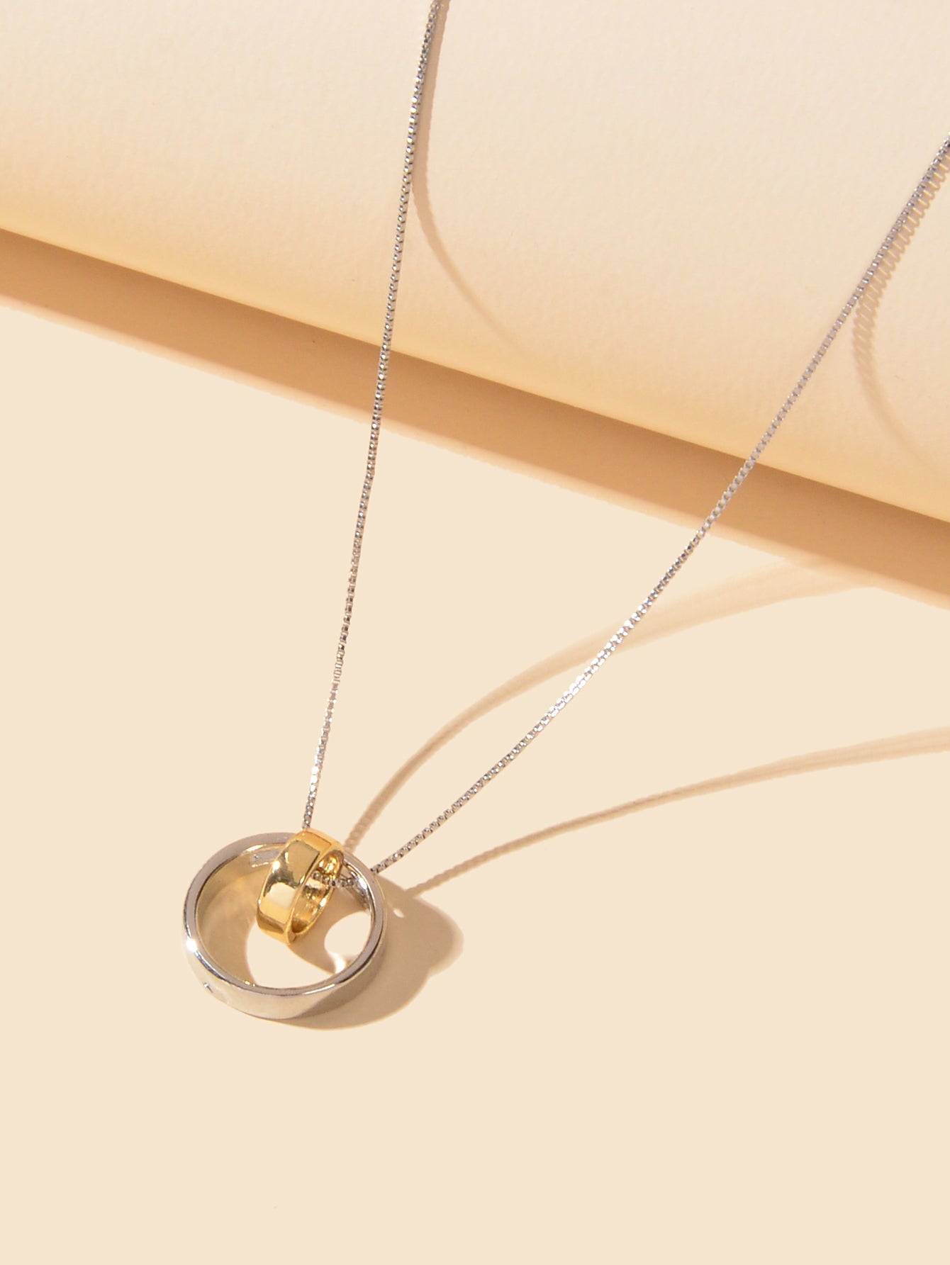 Trendy Designer Jewellery Silver Chain Gold Silver Circle Pendant Women Necklace - UrbanNest Co