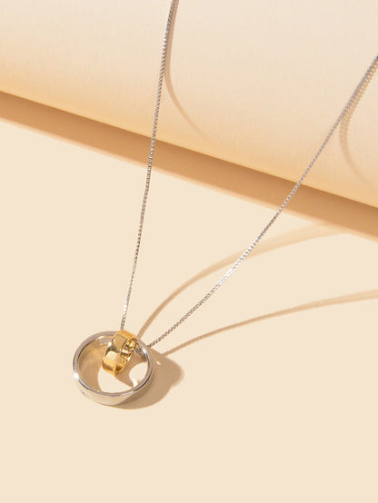 Trendy Designer Jewellery Silver Chain Gold Silver Circle Pendant Women Necklace - UrbanNest Co