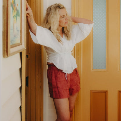 Linen Short in Antique Red - UrbanNest Co