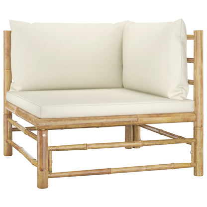 NNEVL 5 Piece Garden Lounge Set with Cream White Cushions Bamboo - UrbanNest Co