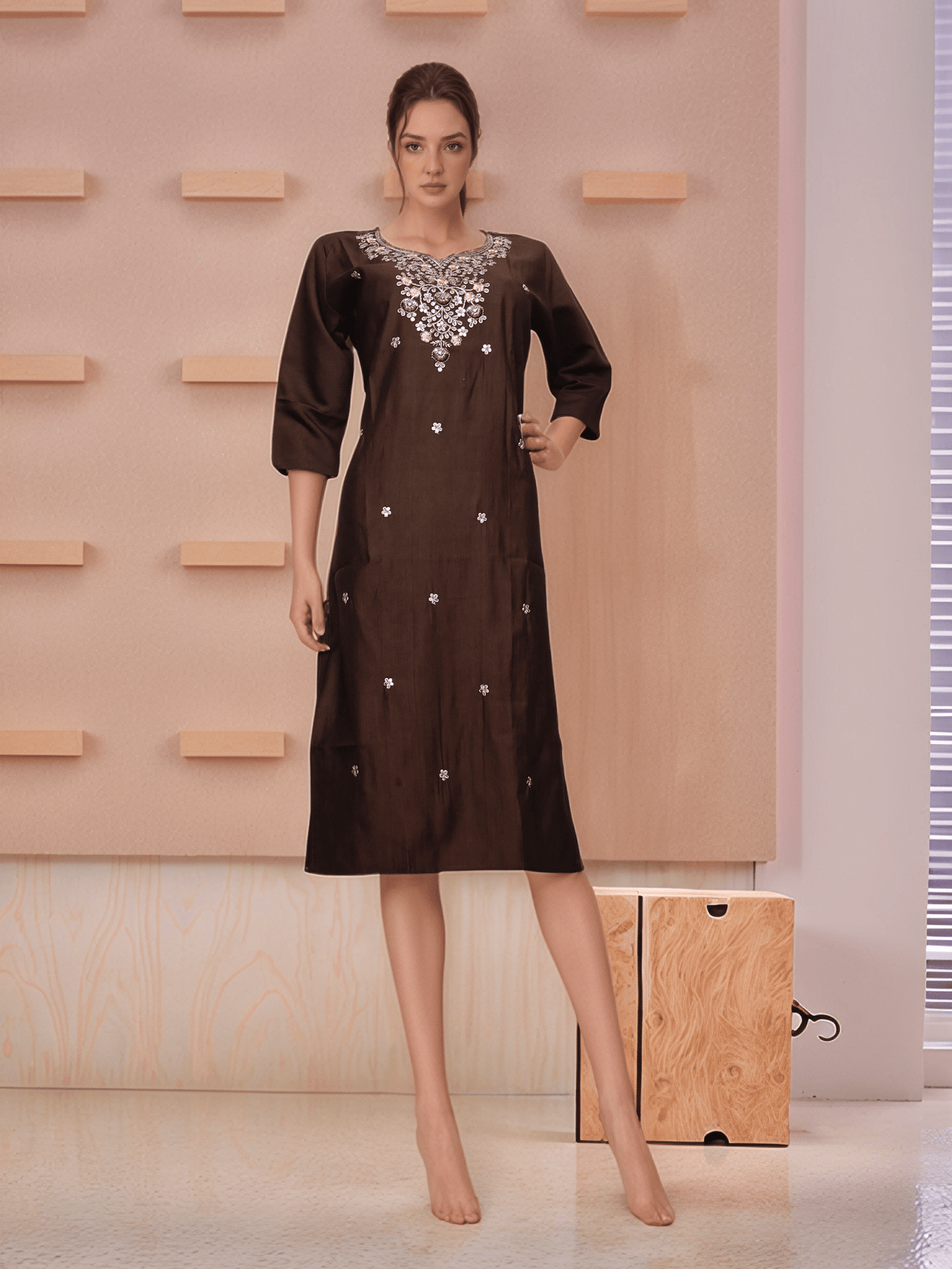 Cotton Kurti with Beautifully Embroidered Neckline - UrbanNest Co