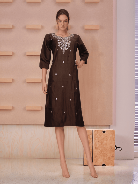 Cotton Kurti with Beautifully Embroidered Neckline - UrbanNest Co