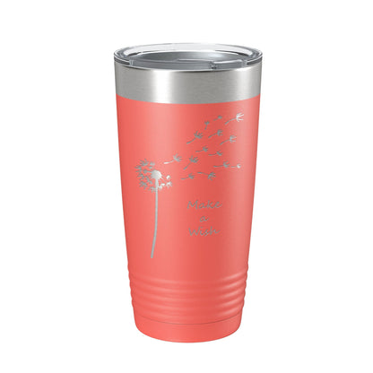 Dandelion Make A Wish Tumbler Travel Mug Gift Mom Daughter Her Women Girls Insulated Laser Engraved Coffee Cup 20 oz - UrbanNest Co