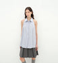 "Poland Island" imported pure cotton stand - up collar sleeveless striped shirt temperament top for women - UrbanNest Co