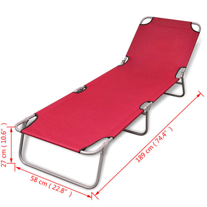 NNEVL Folding Sun Lounger Powder - coated Steel Red - UrbanNest Co
