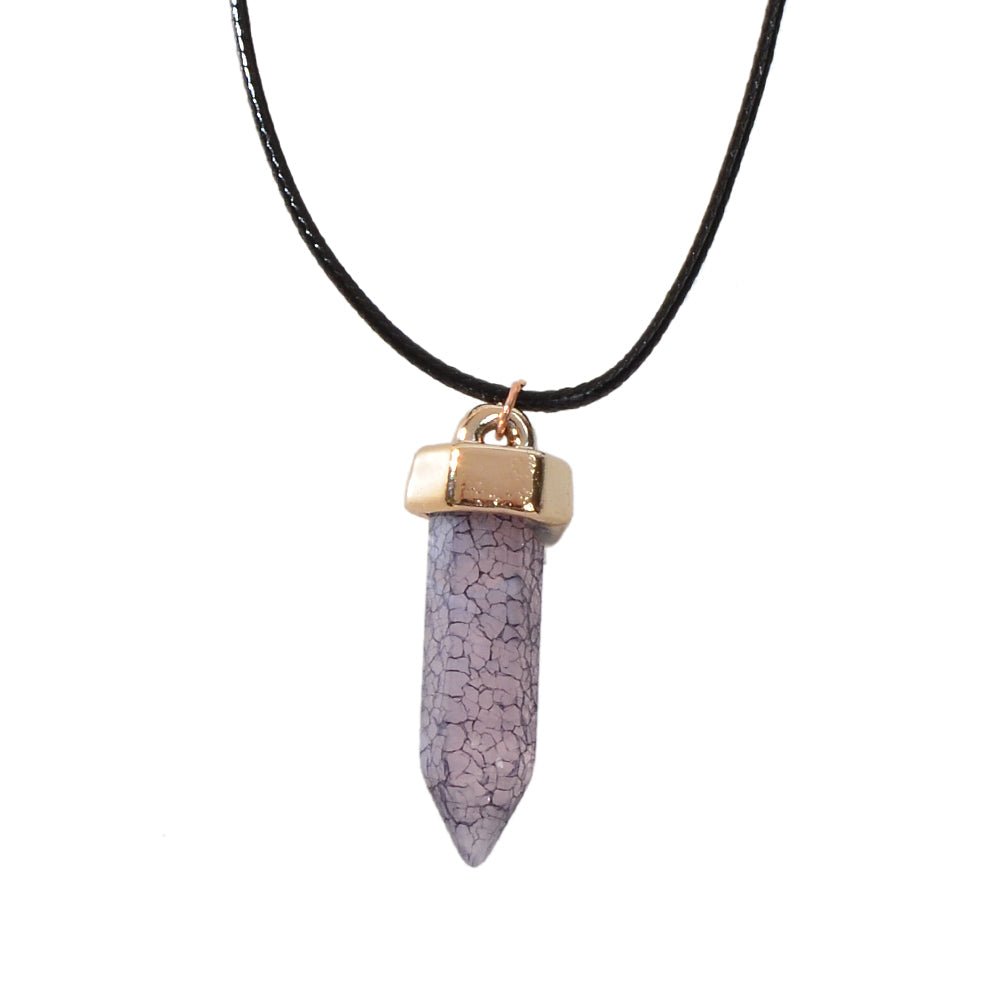 Boho Jewelry Black Leather Rope Colorful Bullet Shape Textured Pendant Necklace - UrbanNest Co