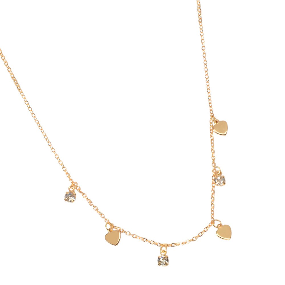 Gold Silver Chain Rhinestone Love Heart Disc Pendant Necklace Teens Party Gift - UrbanNest Co