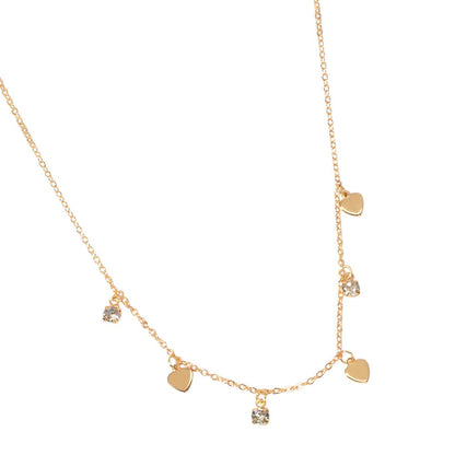 Gold Silver Chain Rhinestone Love Heart Disc Pendant Necklace Teens Party Gift - UrbanNest Co