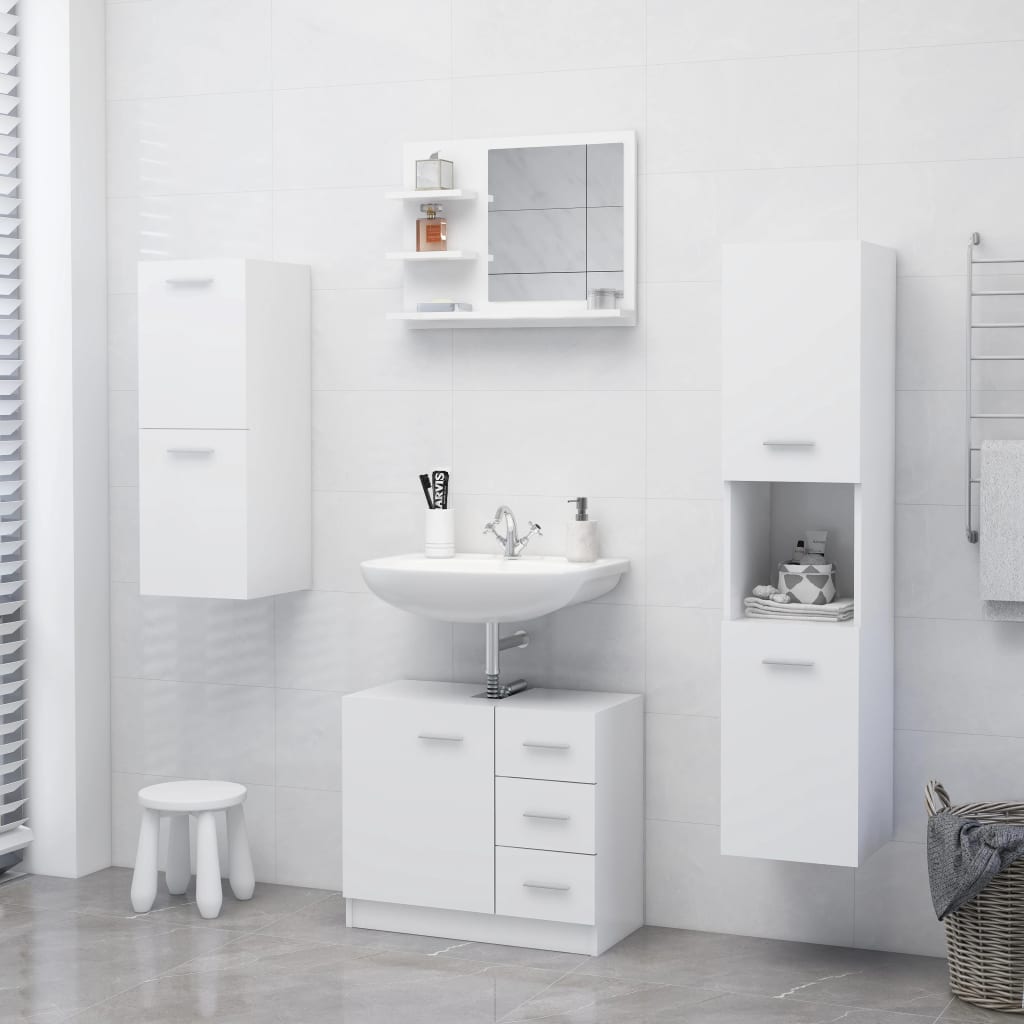 NNEVL Bathroom Mirror White 60x10.5x45 cm Chipboard - UrbanNest Co