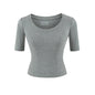 Round neck mid sleeve T-shirt for women - UrbanNest Co