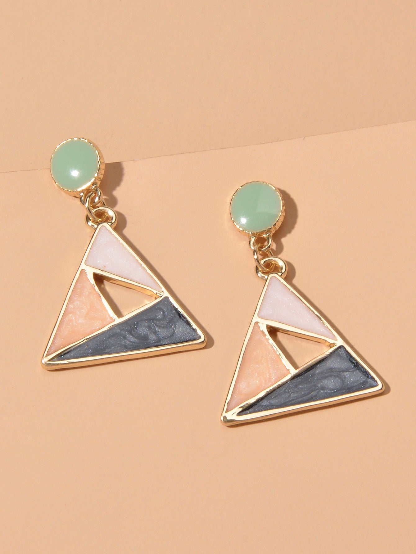 Trendy Multi - colored Enamel Triangle Geometric Dangle Party Designer Earrings - UrbanNest Co