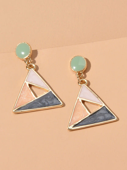 Trendy Multi - colored Enamel Triangle Geometric Dangle Party Designer Earrings - UrbanNest Co