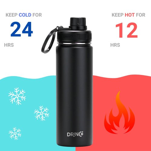 DRINCO® 22oz Stainless Steel Sport Water Bottle - Black - UrbanNest Co