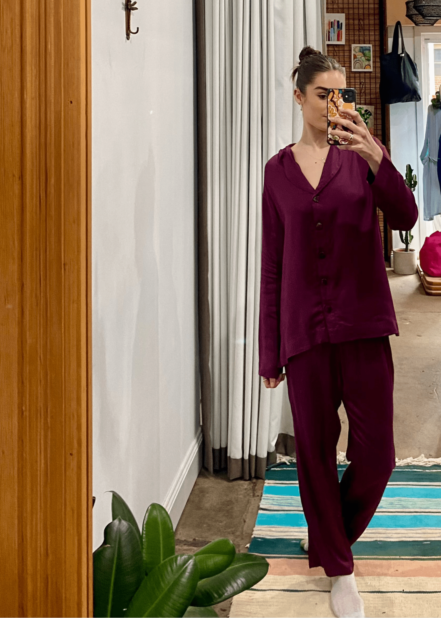 Bamboo Pyjama Set in Classic Burgundy - UrbanNest Co