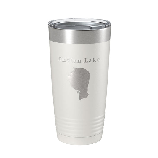 Indian Lake Map Tumbler Travel Mug Insulated Laser Engraved Coffee Cup Silver Creek Township Michigan 20 oz - UrbanNest Co
