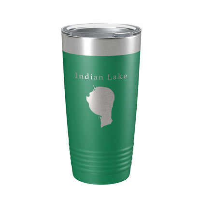 Indian Lake Map Tumbler Travel Mug Insulated Laser Engraved Coffee Cup Silver Creek Township Michigan 20 oz - UrbanNest Co