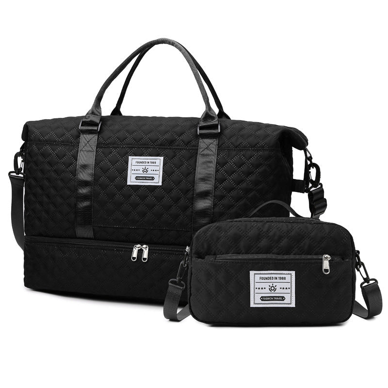 Checkered Dry - Wet Separation Sports Tote Bag Yoga Fitness Bag Large Capacity Shoe Compartment Travel Bag - UrbanNest Co
