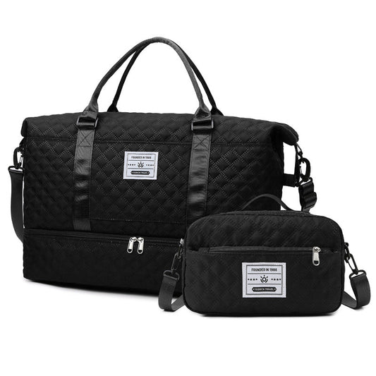 Checkered Dry - Wet Separation Sports Tote Bag Yoga Fitness Bag Large Capacity Shoe Compartment Travel Bag - UrbanNest Co
