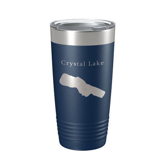 Crystal Lake Map Tumbler Travel Mug Insulated Laser Engraved Coffee Cup Michigan 20 oz - UrbanNest Co