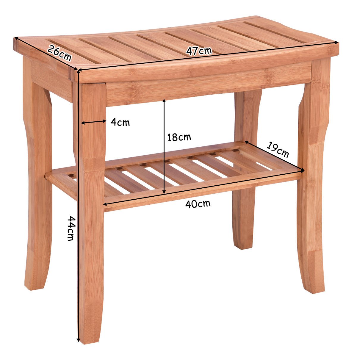 NNECW Bamboo Shower Bench Seat with Storage Shelf for Bath - UrbanNest Co