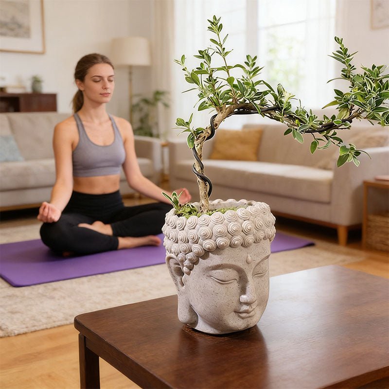 Buddha Head Flower Pot, Small Resin Succulent Planter, Garden Pot Home Office Desk Decoration - UrbanNest Co