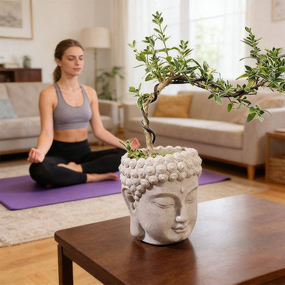 Buddha Head Flower Pot, Small Resin Succulent Planter, Garden Pot Home Office Desk Decoration - UrbanNest Co