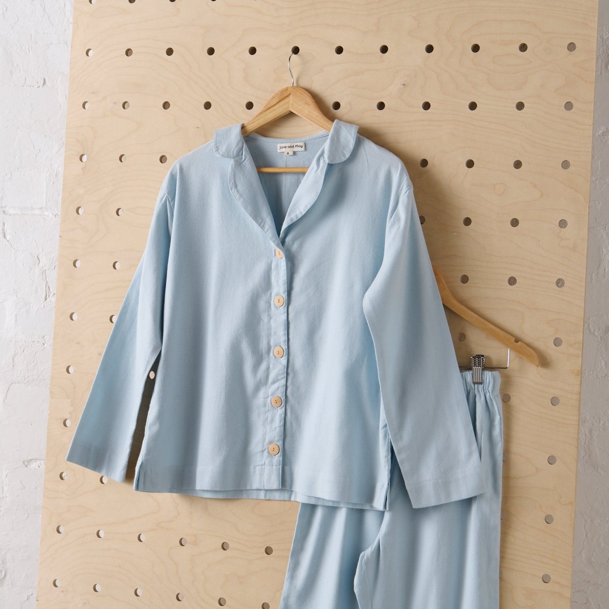 Flannelette Pyjama Set in Baby Blue - UrbanNest Co