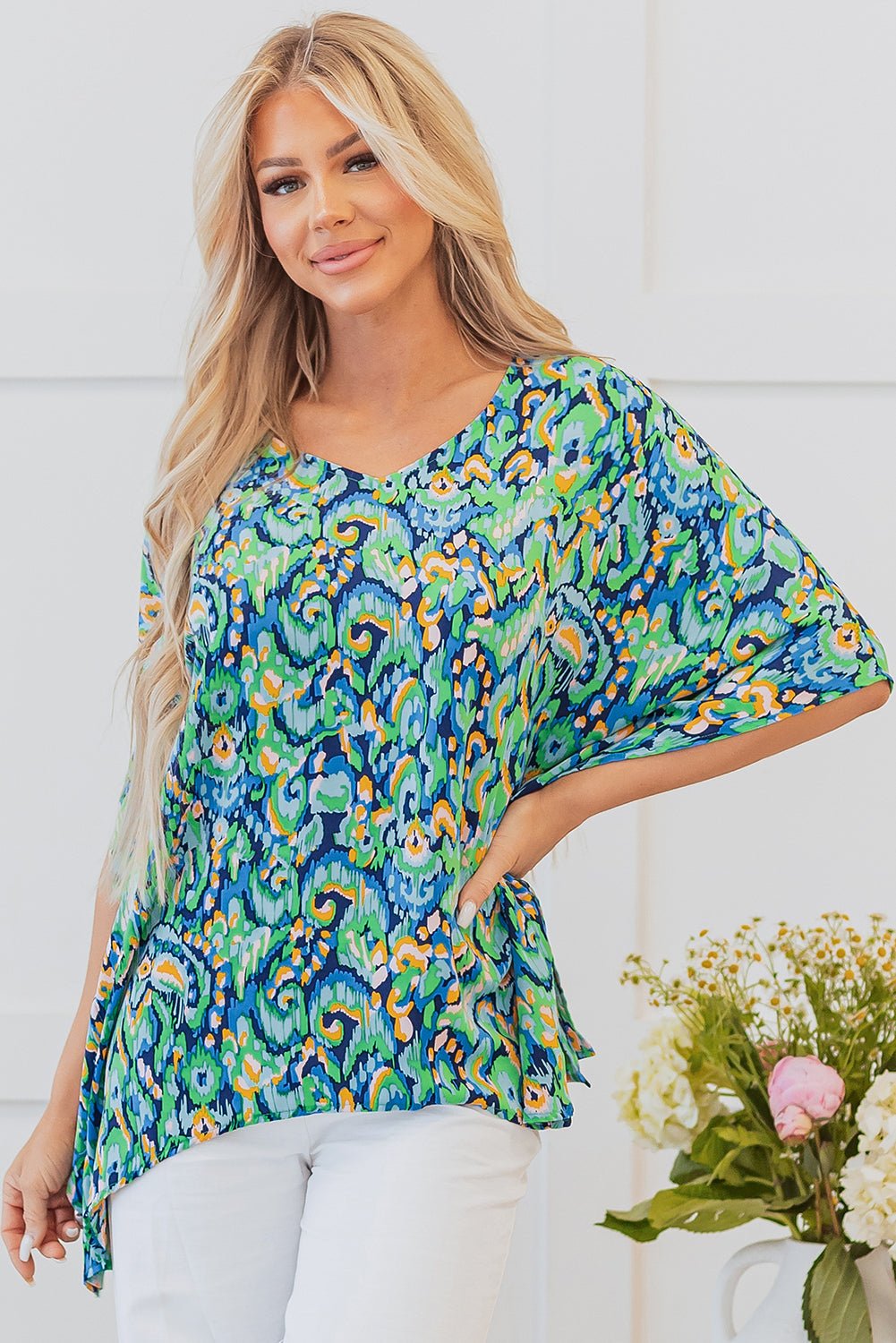 Madeleine Abstract Loose Fit Tunic Blouse - UrbanNest Co