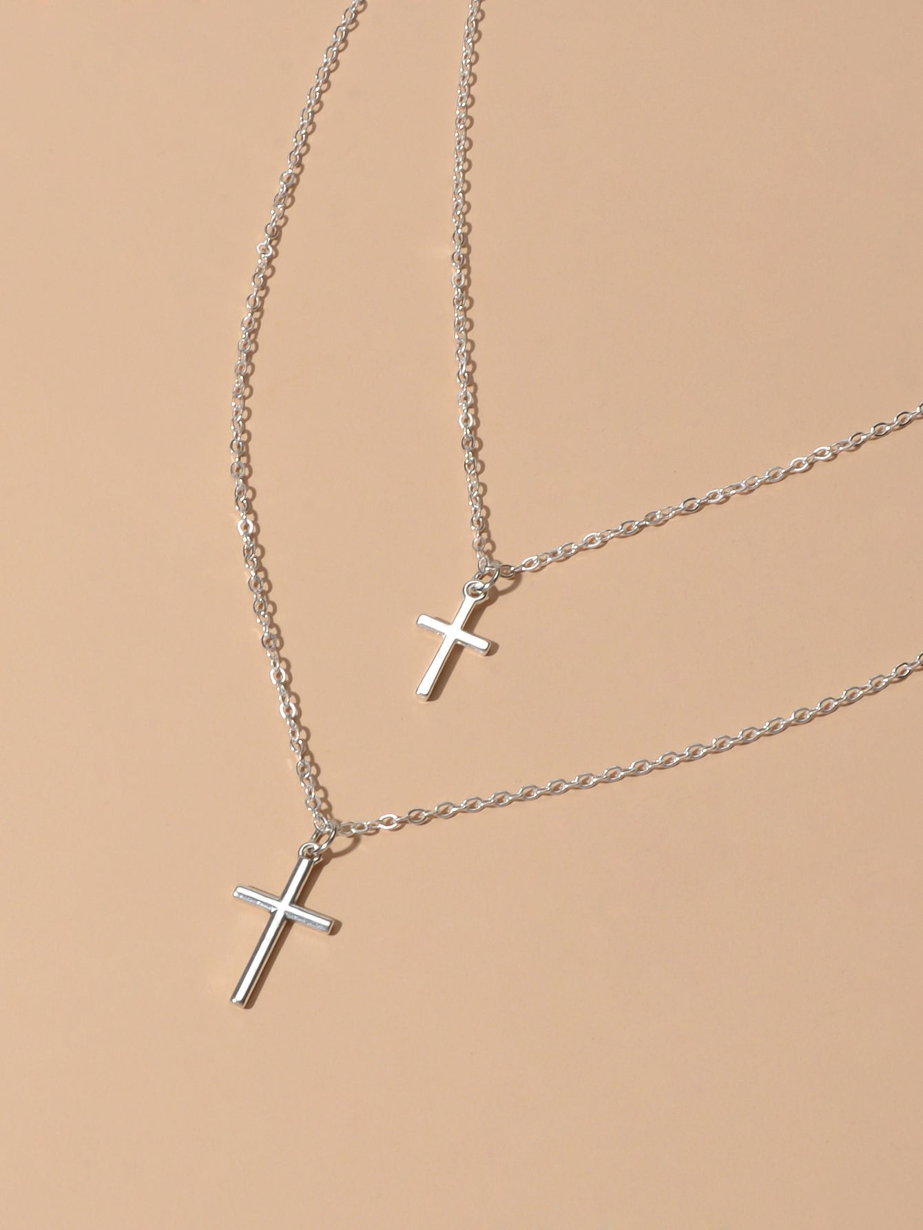 Fashion Jewellery Silver Chain Double layer Chain Cross Pendant Women Necklace - UrbanNest Co