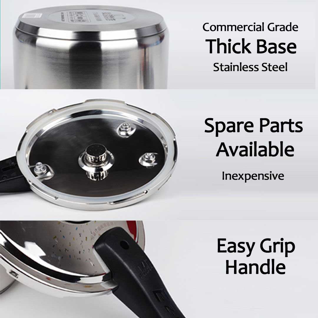 2X 5L Commercial Grade Stainless Steel Pressure Cooker - UrbanNest Co