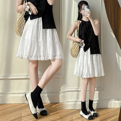 Gentle Look High Waist Polka Dot A - Line Skirt for Women, Slimming and Versatile Layered Mid - Length Skirt - UrbanNest Co