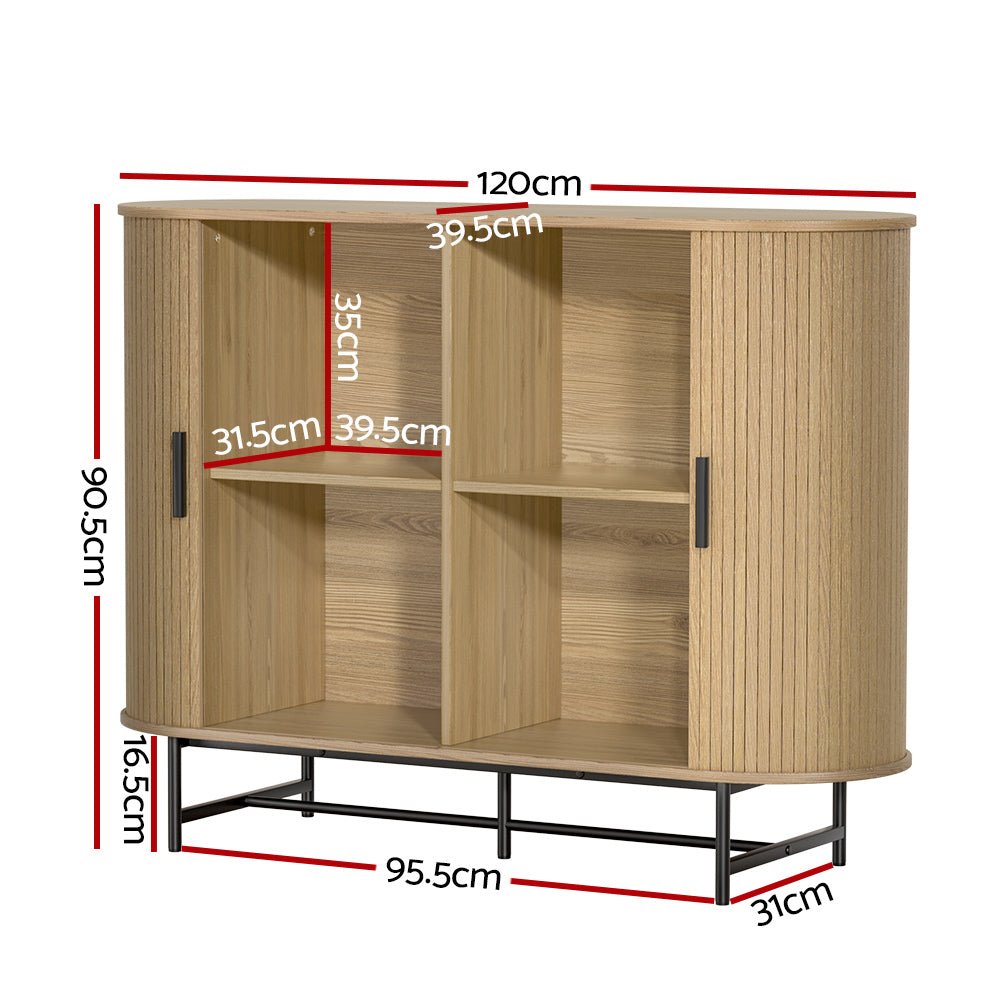 Artiss Buffet Sideboard Cupboard Cabinet Sliding Doors Pantry Storage Oak PIIA - UrbanNest Co