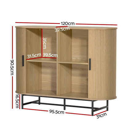 Artiss Buffet Sideboard Cupboard Cabinet Sliding Doors Pantry Storage Oak PIIA - UrbanNest Co