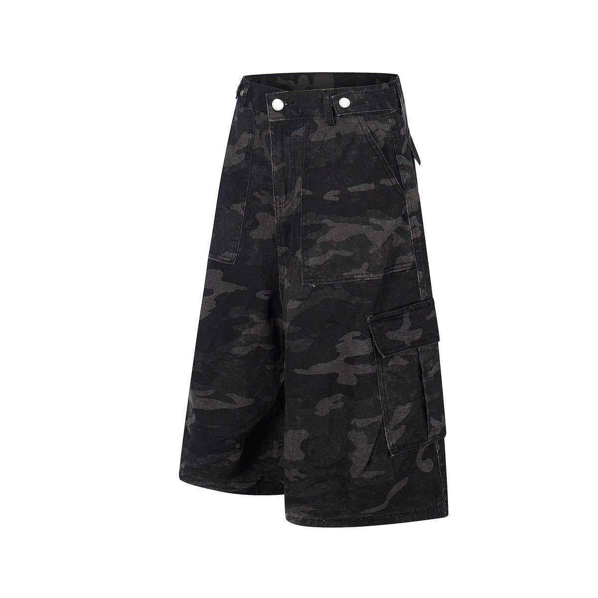 Jia Yiku 2026 American High Street camouflage workwear denim capri Pants RO Trendy Loose wide - leg midpants - UrbanNest Co
