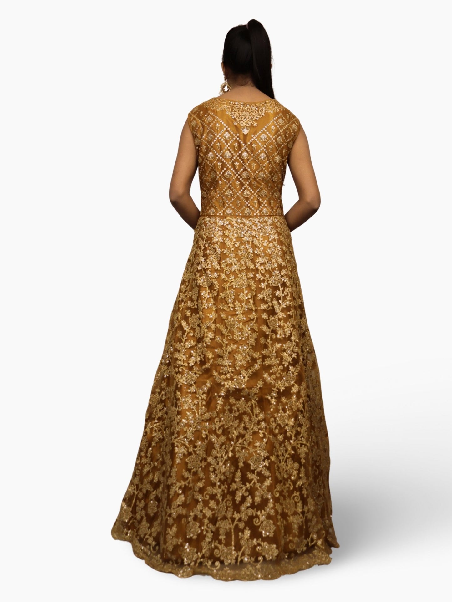 Gown with Shimmery Rubber & Beads Work by Shreekama - UrbanNest Co