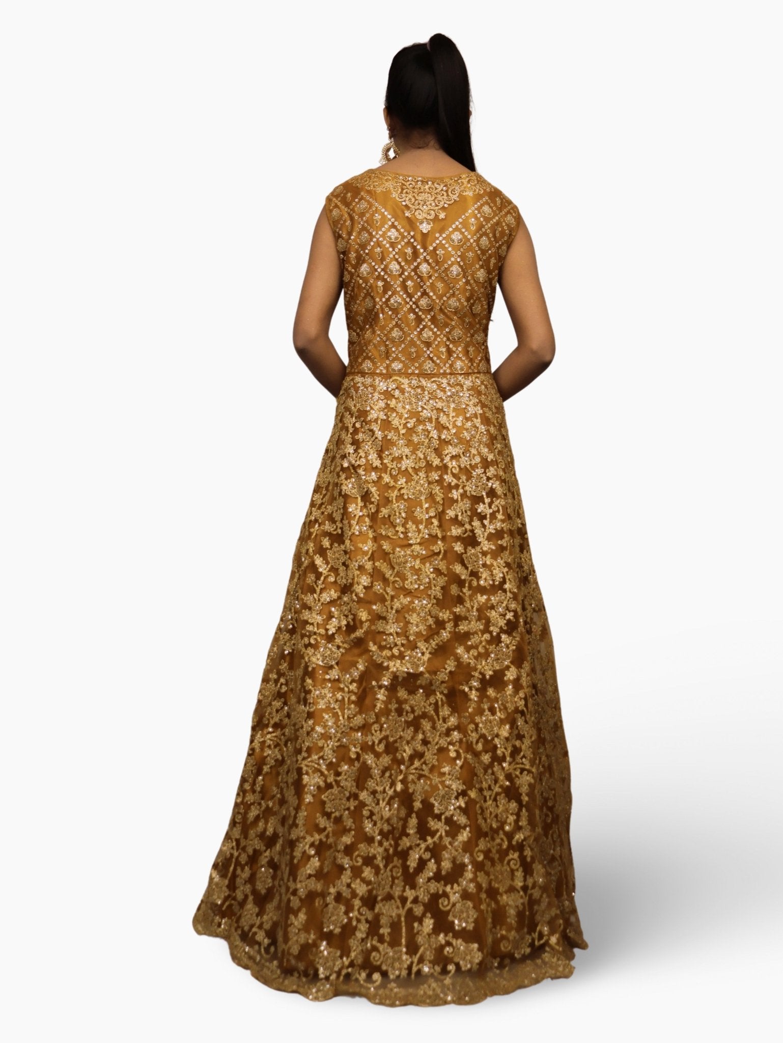 Gown with Shimmery Rubber & Beads Work by Shreekama - UrbanNest Co