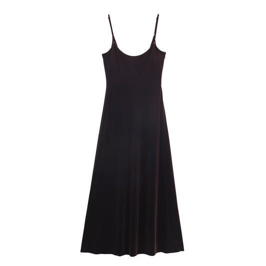 V - neck velvet long dress for women's wear - UrbanNest Co