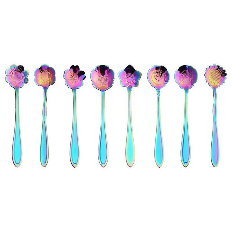 8X Spoon Long Handle Dessert Tea Coffee Mixing Spoon Stainless Steel Teaspoon - UrbanNest Co