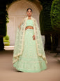 Semi - Stitched Lehenga with Embroidery & Golden Sequin work by Shreekama - UrbanNest Co