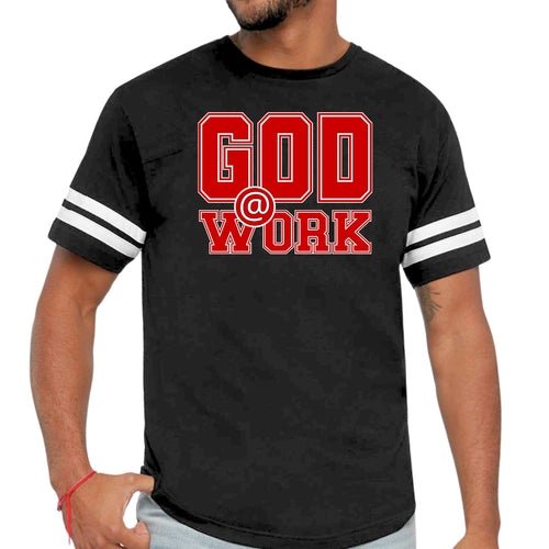 Mens Vintage Sport T-shirt God @ Work Red and White Print - UrbanNest Co