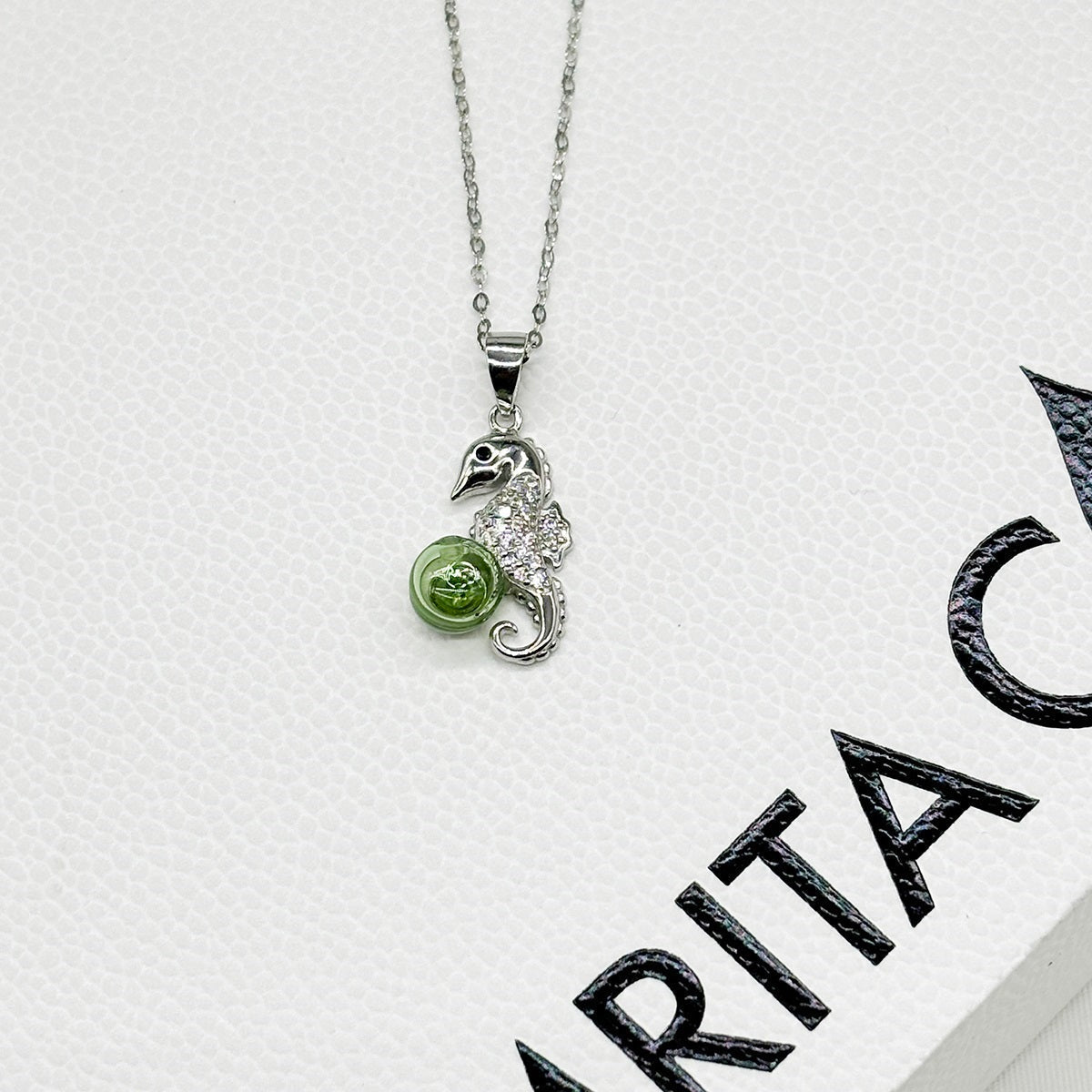 Sterling Silver Sea Horse Aroma Necklace - Lime | Energy & Healing | Diffuse on the go - UrbanNest Co