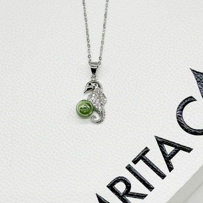 Sterling Silver Sea Horse Aroma Necklace - Lime | Energy & Healing | Diffuse on the go - UrbanNest Co